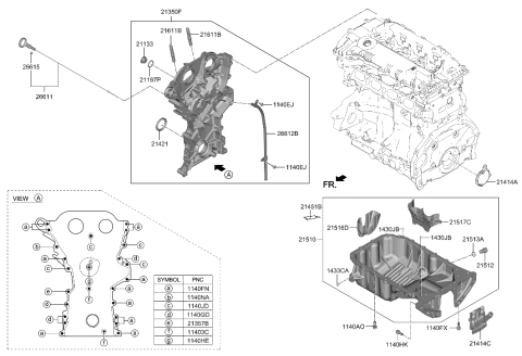 2021 Hyundai Sonata Hybrid PAN ASSY-ENGINE OIL Diagram for 21510-2J610