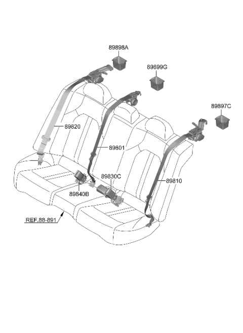 2023 Hyundai Sonata Hybrid Rear Seat Belt Diagram