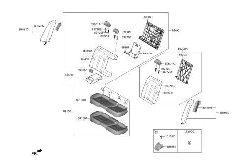 2018 Hyundai Ioniq Covering Assembly-RR Seat Cushion Diagram for 89160-L5030-VSN