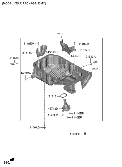 2021 Hyundai Sonata Hybrid Belt Cover & Oil Pan Diagram 2