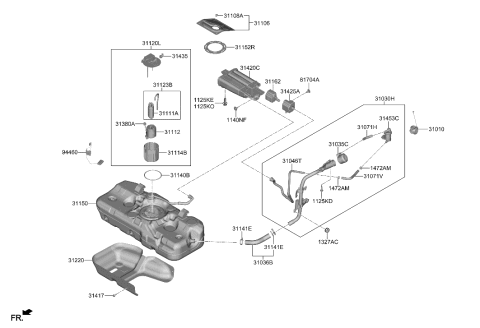 2023 Hyundai Sonata Hybrid Hose-Fuel Filler Diagram for 31036-L5500