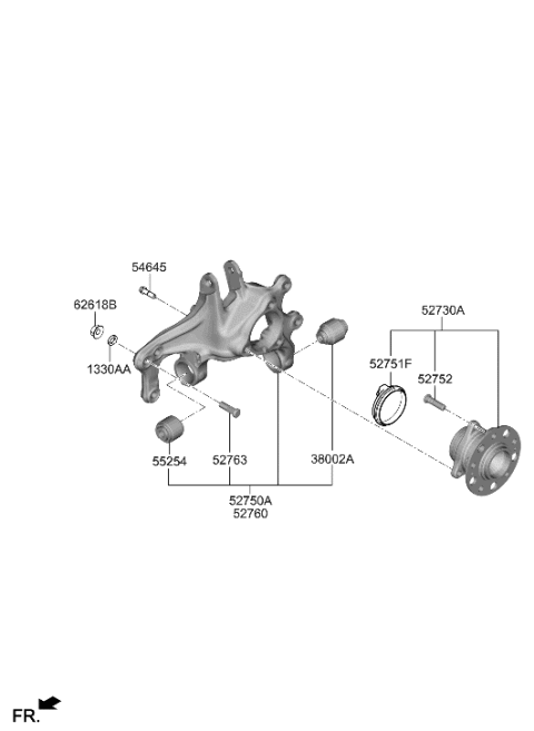 2023 Hyundai Sonata Hybrid Carrier Assembly-Rear Axle,LH Diagram for 52710-L1500