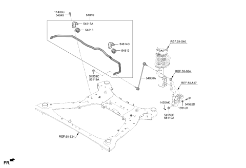 2022 Hyundai Sonata Hybrid Front Suspension Control Arm Diagram