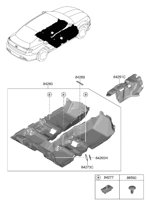2020 Hyundai Sonata Hybrid Carpet Assembly-Floor Diagram for 84260-L5000-NNB