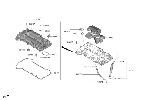 2021 Hyundai Sonata Hybrid Gasket-Fuel Pump Diagram for 22442-2JHA0