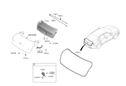 2023 Hyundai Sonata Hybrid Cover-T/LID Hinge Arm UPR,RH Diagram for 81020-L1000