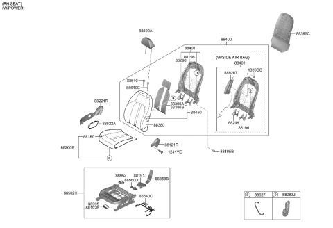 2020 Hyundai Sonata Hybrid Covering Assembly-FR Back,RH Diagram for 88460-L1020-VSN