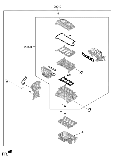 2023 Hyundai Sonata Hybrid Engine Gasket Kit Diagram