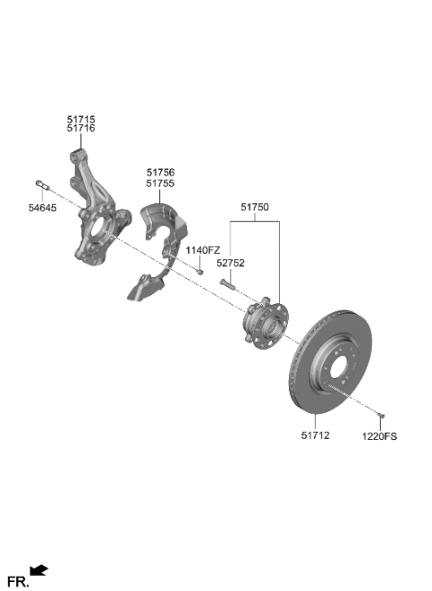 2005 Hyundai XG350 Knuckle-Front Axle,RH Diagram for 51711-L1500