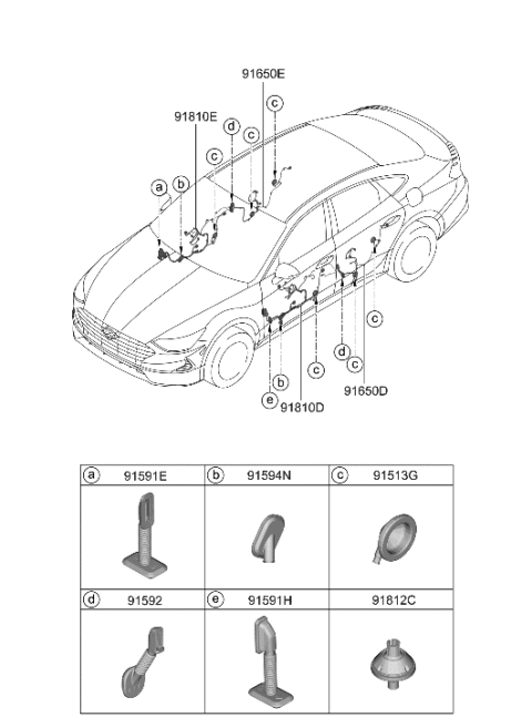 2021 Hyundai Sonata Hybrid GROMMET Diagram for 91981-L1020