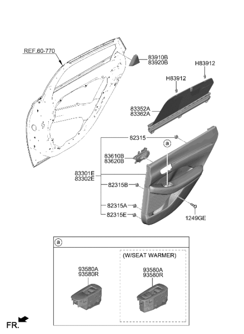 2006 Hyundai Accent Power Window Sub Switch Assembly Diagram for 93580-L1000-MMF