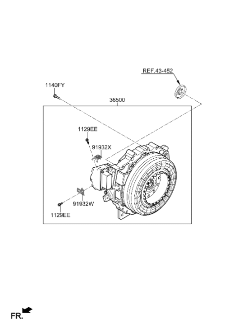 2022 Hyundai Sonata Hybrid Traction Motor & Gdu Assy Diagram