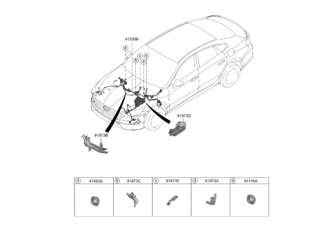 2021 Hyundai Sonata Hybrid WIRING ASSY-FRT Diagram for 91220-L5051