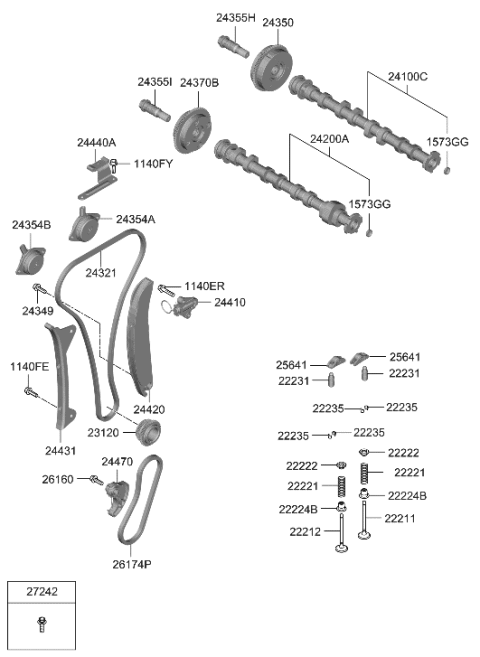 2007 Hyundai Accent CVVT Assembly Diagram for 24350-2J600
