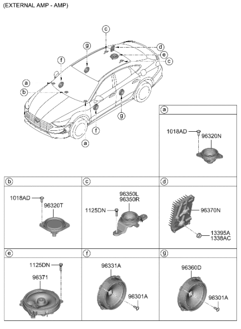 2023 Hyundai Sonata Hybrid Speaker Assy-Sub Woofer Diagram for 96380-L1201