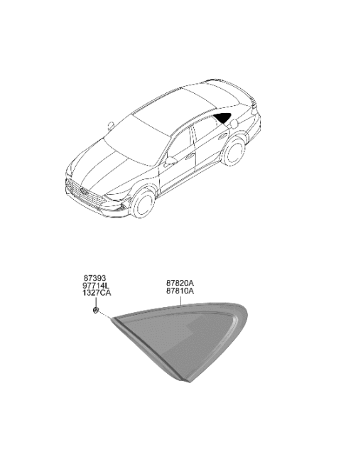 2020 Hyundai Sonata Hybrid Quarter Window Diagram