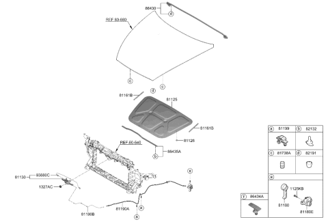 2022 Hyundai Sonata Hybrid Handle Assembly-Hood Latch Release Diagram for 81181-2B000-YTH