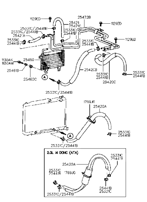 1994 Hyundai Sonata Hose Assembly-Automatic Transaxle Oil Cooling(Feed Diagram for 25420-34150