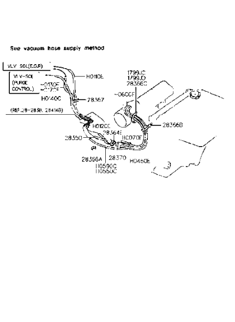 1998 Hyundai Sonata Old Body Style Vacuum Hose Diagram 2