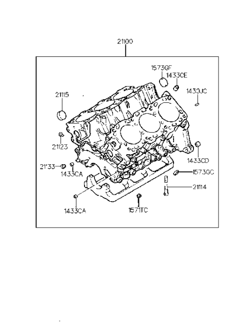 1998 Hyundai Sonata Old Body Style Cylinder Block (I4) Diagram 2