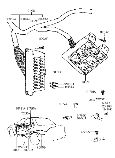 2015 Hyundai Equus Relay Box Assembly Diagram for 91830-34A00