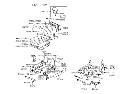 1993 Hyundai Sonata Frame Assembly-Front Seat Back RH Diagram for 88401-34130