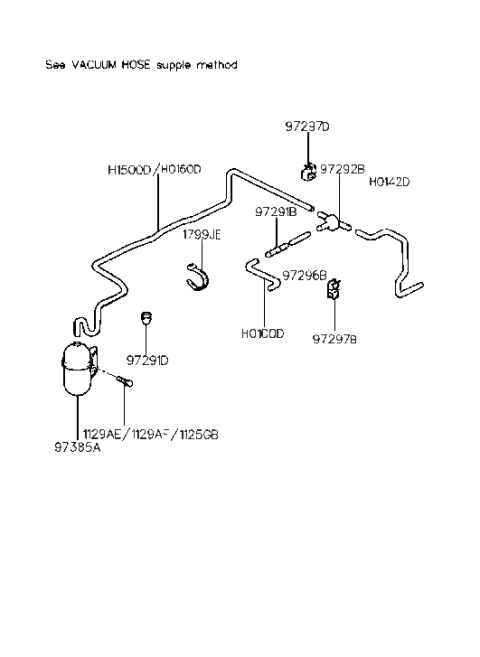 1997 Hyundai Sonata Clip-Vacuum Hose Diagram for 97297-34000