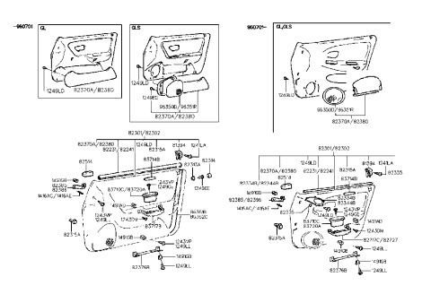 1985 Hyundai Excel Handle-Door Pull,RH Diagram for 83720-34000-AQ