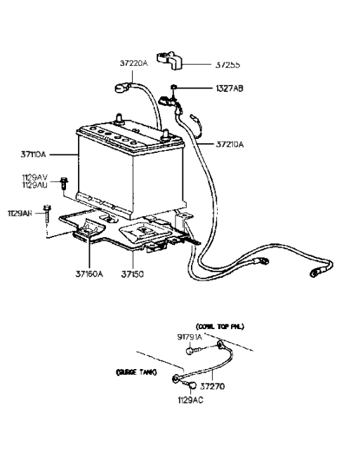 2013 Hyundai Equus Bracket-Battery Mounting Diagram for 37160-34100