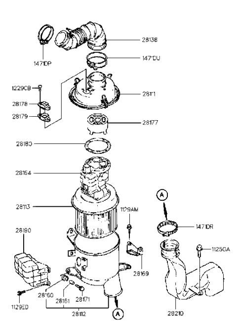 1998 Hyundai Sonata Old Body Style Air Cleaner Diagram 1