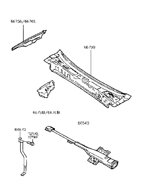 1998 Hyundai Sonata Old Body Style Cowl Panel Diagram