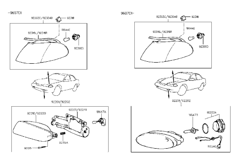 1998 Hyundai Sonata Old Body Style Body Side Lamp Diagram
