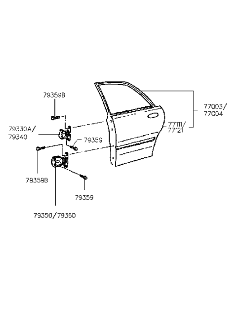 1995 Hyundai Sonata Panel Assembly-Rear Door,LH Diagram for 77003-34101