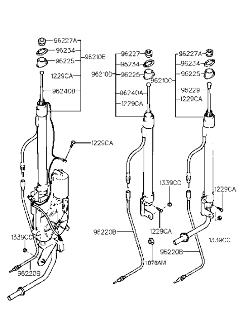 1989 Hyundai Excel Automatic Radio Antenna Assembly Diagram for 96250-34600