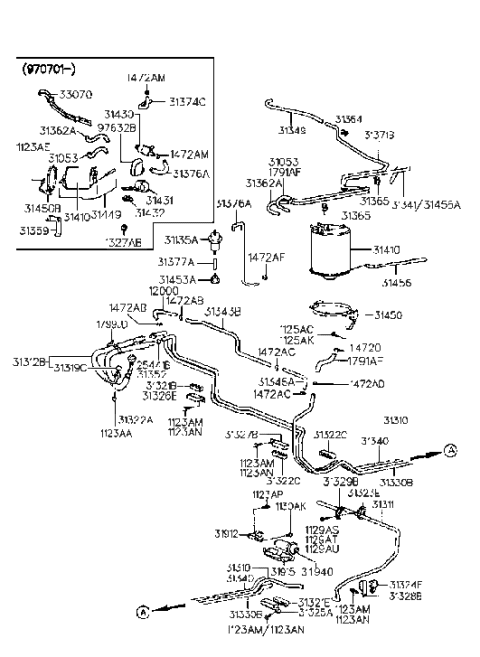 1998 Hyundai Sonata Old Body Style Fuel Line Diagram 2