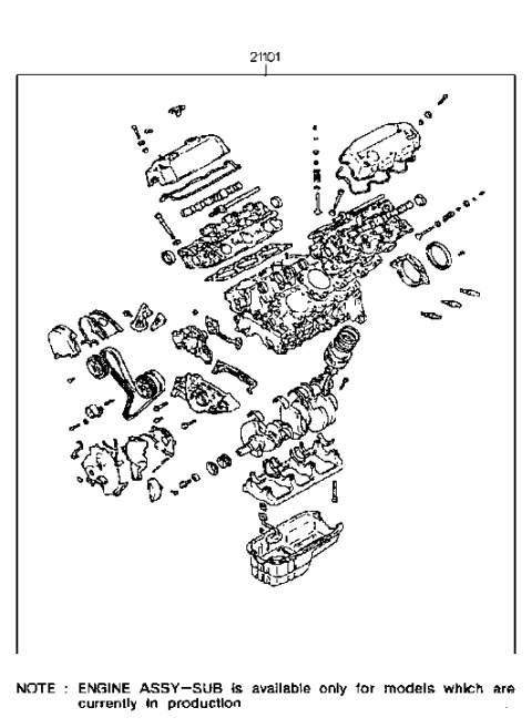 1998 Hyundai Sonata Old Body Style Sub Engine Assy Diagram 1