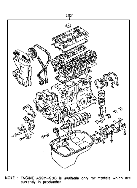 1998 Hyundai Sonata Old Body Style Sub Engine Assy Diagram 2