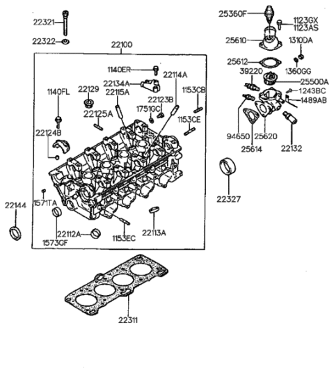 1993 Hyundai Sonata New Body Style Cylinder Head Diagram 2