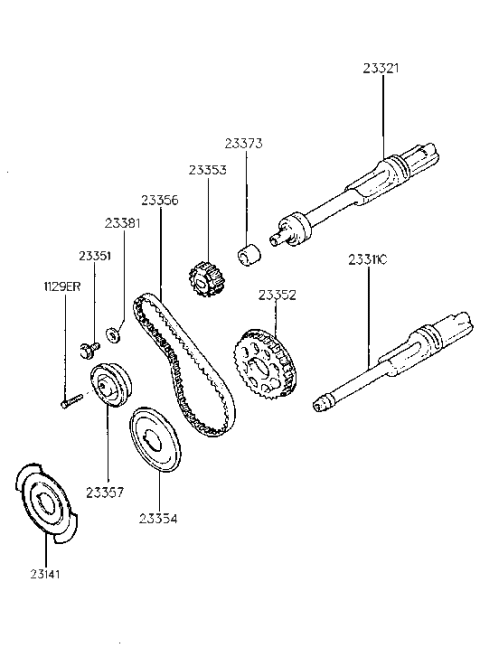 1997 Hyundai Sonata Sprocket-Crankshaft Balance Shaftdrive Diagram for 23352-33340