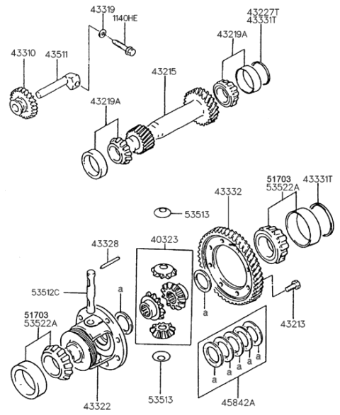 1985 Hyundai Excel Gear Assembly-Reverse Idler Diagram for 43310-34003
