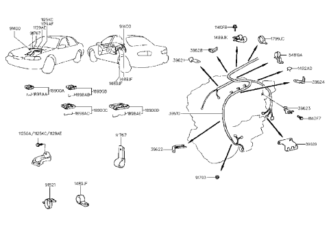 1998 Hyundai Sonata Wiring Assembly-Engine Control Module Diagram for 91400-34443