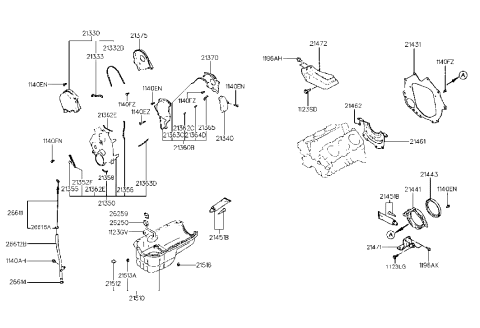 1994 Hyundai Sonata Belt Cover & Oil Pan Diagram 2