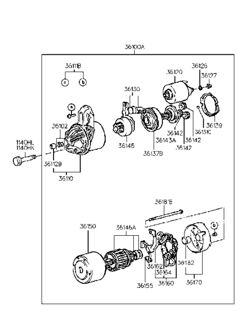 1995 Hyundai Sonata Starter (0.9KW) Diagram