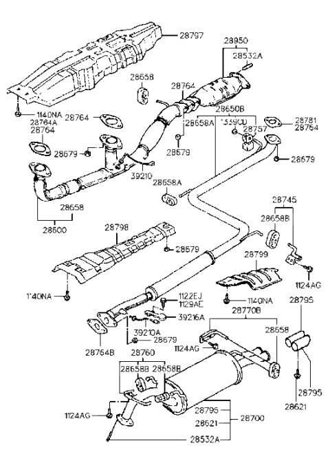 1998 Hyundai Sonata Old Body Style Exhaust Pipe (I4,LEADED) Diagram 1