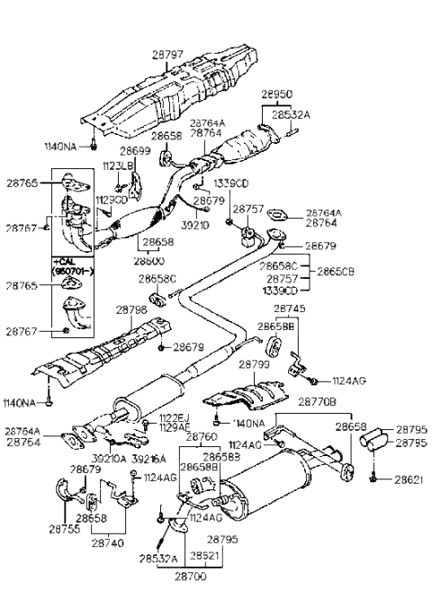 1993 Hyundai Sonata Exhaust Pipe (I4,LEADED) Diagram 2