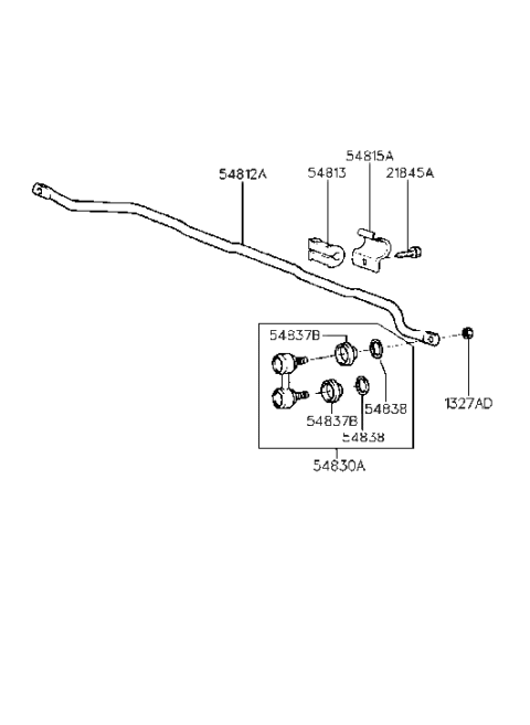 1996 Hyundai Sonata Link Assembly-Front Stabilizer Diagram for 54830-34000
