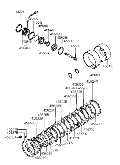 1998 Hyundai Sonata Old Body Style Transaxle Brake-Auto Diagram