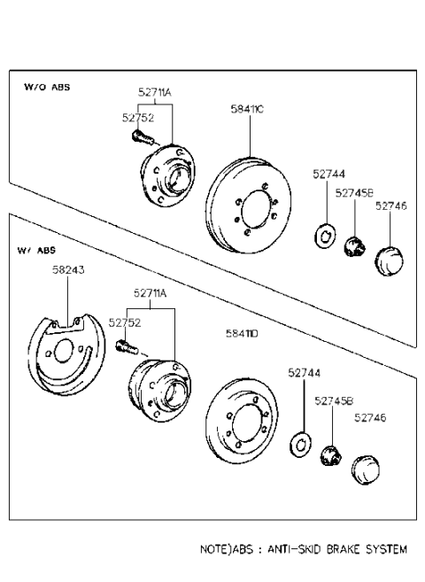 1995 Hyundai Sonata Rear Wheel Hub Diagram