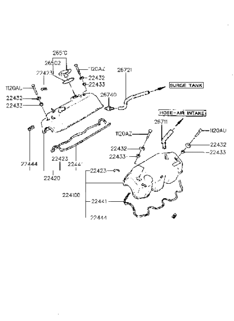 1994 Hyundai Sonata Cover Assembly-Rocker,LH Diagram for 22410-35010