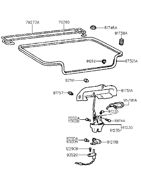 2013 Hyundai Equus Trunk Lid Latch Assembly Diagram for 81240-34511